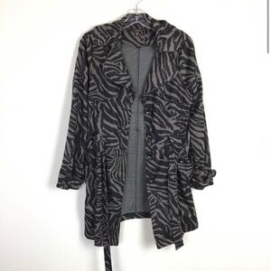 Fever Animal Print Long Jacket Brown Size L